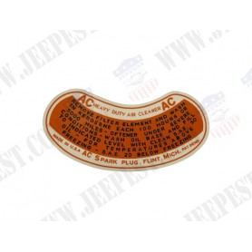 AUTOCOLLANT FILTRE A AIR "AC SPARK PLUG"