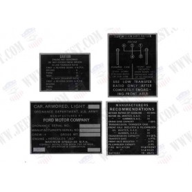 PLAQUES IDENTIFICATION AUTOMITRAILLEUSE M8/M20 (JEU DE 4)