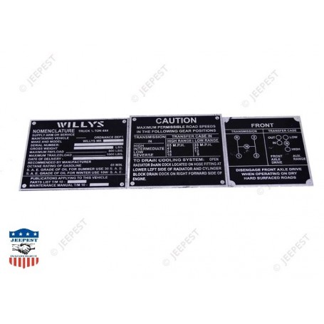 PLAQUES IDENTIFICATION WILLYS ZINC (JEU DE 3)
