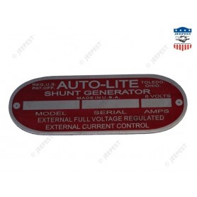 PLAQUE IDENTIFICATION DYNAMO AUTOLITE 6VOLTS