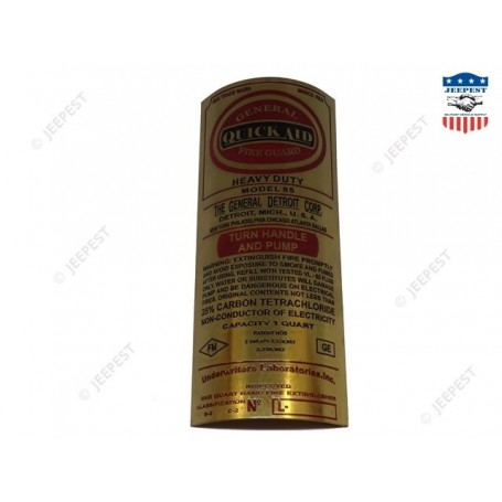 PLATE DATA BRASS FIRE EXTINGUISHER