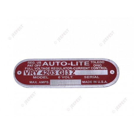 PLATE DATA REGUL AUTOLITE 6VOLTS