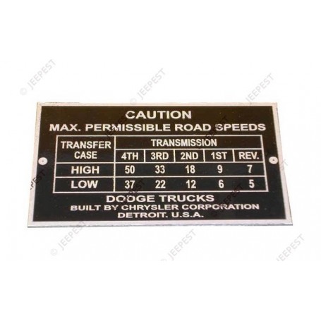 PLATE DATA CAUTION 6X6