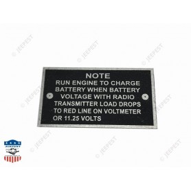 PLATE DATA NOTE COMMAND CAR