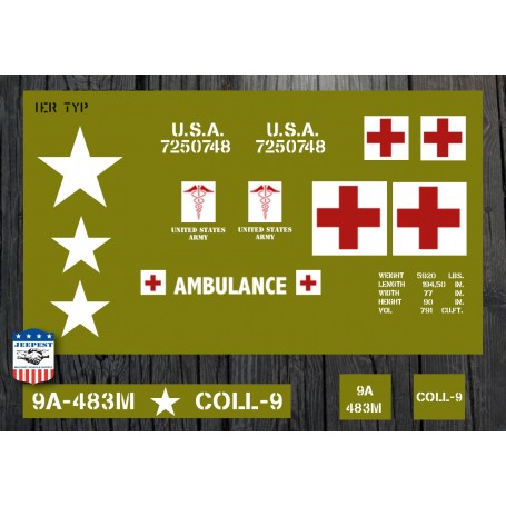 POCHOIRS PLANCHE DODGE WC54 AMBULANCE 9A 483M NET