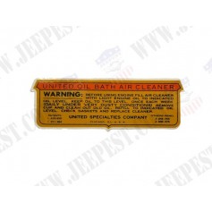 STICKER AIRFILTER "UNITED OIL BATH CLEANER"